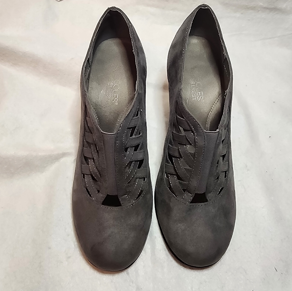 Aerosol Round Toe High Heeled Dark Gray Ankle Booties Pumps Shoes SZ:8
